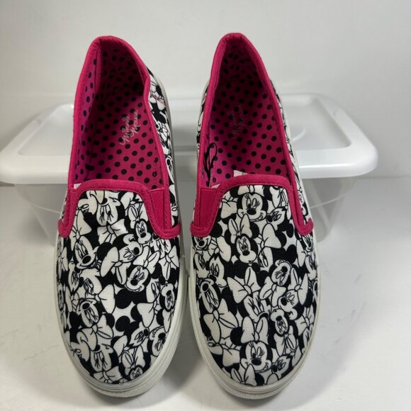 Disney Minnie Mouse Womens Slip-On Canvas Shoes Sz 7 Minnie Mouse Pink Interior - Picture 3 of 9